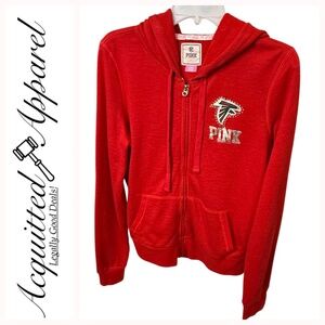 PINK Victoria's Secret Atlanta Falcons Red Zip-Up Rhinestone Hoodie